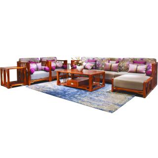 悦府系列 悦堂沙发 8件套 材质:安哥拉紫檀 规格:4150x3000